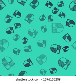 Black line Shield for game icon isolated seamless pattern on green background.  Vector Illustration