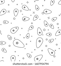 Black line Shield icon isolated seamless pattern on white background. Guard sign. Security, safety, protection, privacy concept.  Vector Illustration