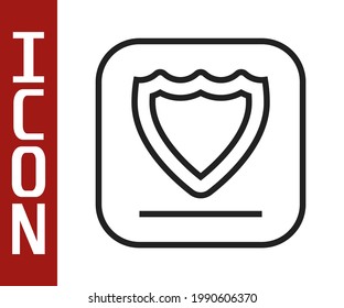 Black line Shield icon isolated on white background. Guard sign. Security, safety, protection, privacy concept.  Vector