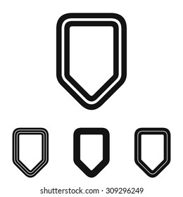 Black line shield logo design set