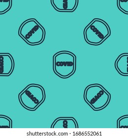 Black Line Shield schützt vor Viren, Keimen und Bakterien Symbol isoliert nahtloses Muster auf grünem Hintergrund. Konzept des Immunsystems. Corona-Virus covid-19. Vektorillustration-Illustration