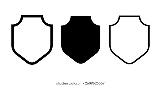 Black line shield symbol icon