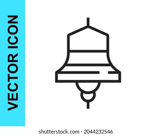 Black line Ship bell icon isolated on white background.  Vector