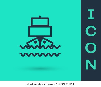 Black line Ship icon isolated on green background.  Vector Illustration