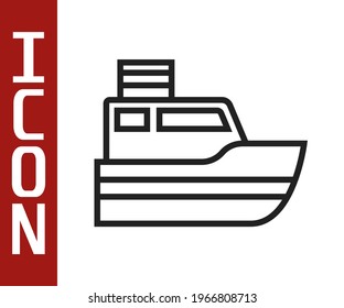 Black line Ship line path of ship sea route with start point GPS and black line icon isolated on white background.  Vector