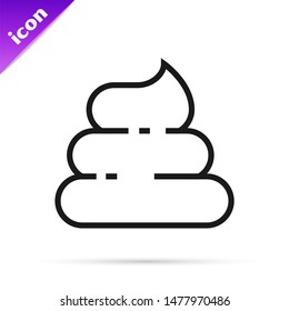 Black line Shit icon isolated on white background.  Vector Illustration