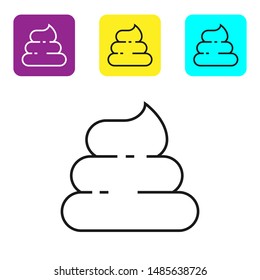 Black line Shit icon isolated on white background. Set icons colorful square buttons. Vector Illustration