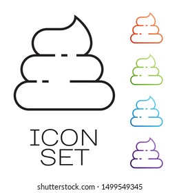 Black line Shit icon isolated on white background. Set icons colorful. Vector Illustration