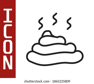 Icono de Mierda de línea negra aislado en fondo blanco.  Vector