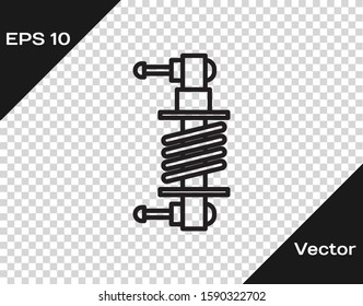 Black line Shock absorber icon isolated on transparent background.  Vector Illustration