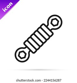 Black line Shock absorber icon isolated on white background.  Vector