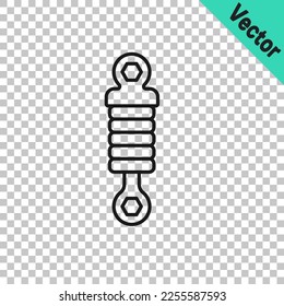 Schwarze Linie Shock Absorber Symbol einzeln auf transparentem Hintergrund.  Vektorgrafik