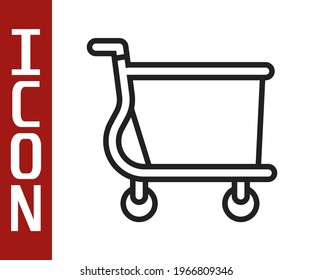 Black line Shopping cart icon isolated on white background. Online buying concept. Delivery service sign. Supermarket basket symbol.  Vector