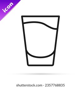 Black line Shot glass icon isolated on white background.  Vector