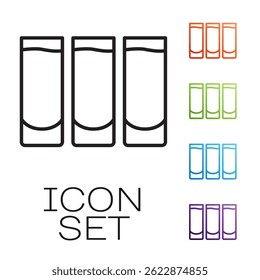 Black line Shot glass icon isolated on white background. Set icons colorful. Vector