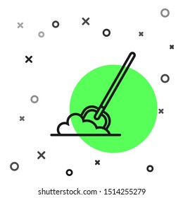 Black line Shovel in the ground icon isolated on white background. Gardening tool. Tool for horticulture, agriculture, farming.  Vector Illustration