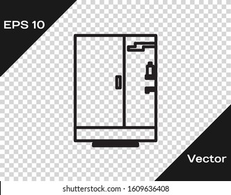 Black line Shower cabin icon isolated on transparent background.  Vector Illustration