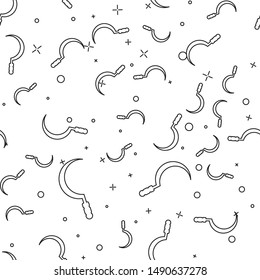 Black line Sickle icon isolated seamless pattern on white background. Reaping hook sign.  Vector Illustration