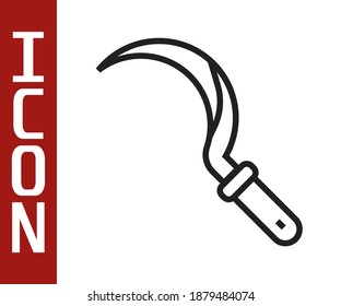 Black line Sickle icon isolated on white background. Reaping hook sign.  Vector