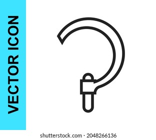 Black line Sickle icon isolated on white background. Reaping hook sign.  Vector