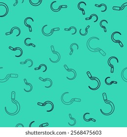 Black line Sickle icon isolated seamless pattern on green background. Reaping hook sign.  Vector