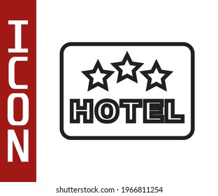 Black line Signboard outdoor advertising with text Hotel icon isolated on white background.  Vector