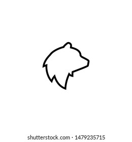 Black line silhouette of bear head. vector flat icon isolated on white background. grizzly logo.  wild, power, nature, winter symbol. 