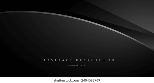 Black and line silver luxury curve vector background for corporate concept, template, poster, brochure, website, flyer design. Vector illustration