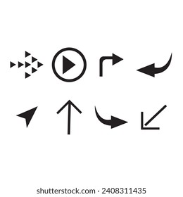 black line simple arrow icon set, vector set sign, symbol, web, button, design, arrows, direction, logo, illustration, design creative arrows collection.
