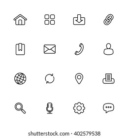 black line simple web icon set for web design, user interface (UI), infographic and mobile application (apps)