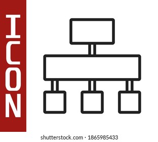 Icono de mapa de sitio de línea negra aislado en fondo blanco.  Vector