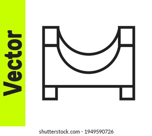 Black line Skate park icon isolated on white background. Set of ramp, roller, stairs for a skatepark. Extreme sport.  Vector