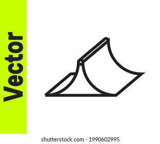 Black line Skate park icon isolated on white background. Set of ramp, roller, stairs for a skatepark. Extreme sport.  Vector