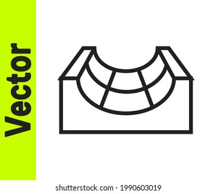 Black line Skate park icon isolated on white background. Set of ramp, roller, stairs for a skatepark. Extreme sport.  Vector