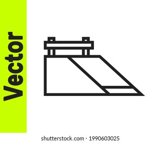 Black line Skate park icon isolated on white background. Set of ramp, roller, stairs for a skatepark. Extreme sport.  Vector