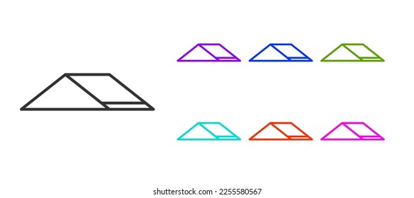 Black line Skate park icon isolated on white background. Set of ramp, roller, stairs for a skatepark. Extreme sport. Set icons colorful. Vector