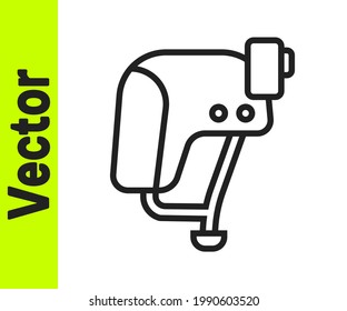 Black line Skateboard helmet icon isolated on white background. Extreme sport. Sport equipment.  Vector