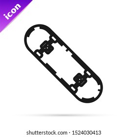 Black line Skateboard icon isolated on white background. Extreme sport. Sport equipment.  Vector Illustration