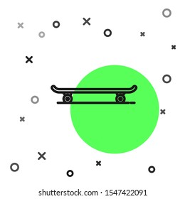 Black line Skateboard icon isolated on white background. Extreme sport. Sport equipment.  Vector Illustration