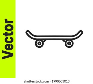 Black line Skateboard icon isolated on white background. Extreme sport. Sport equipment.  Vector