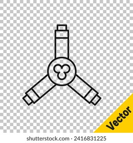 Black line Skateboard Y-tool icon isolated on transparent background.  Vector