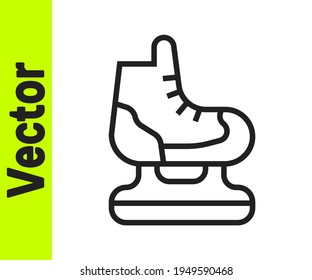 Black line Skates icon isolated on white background. Ice skate shoes icon. Sport boots with blades.  Vector