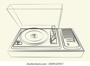 Black line sketch of old gramophone 