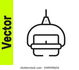 Black line Ski lift icon isolated on white background.  Vector