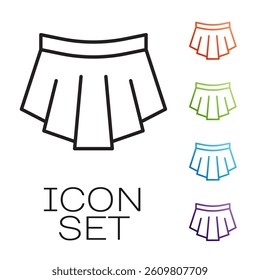 Black line Skirt icon isolated on white background. Set icons colorful. Vector