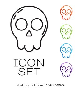 Black line Skull icon isolated on white background. Happy Halloween party. Set icons colorful. Vector Illustration