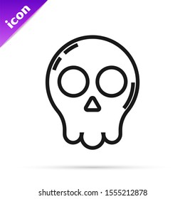 Black line Skull icon isolated on white background. Happy Halloween party.  Vector Illustration