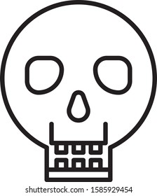 Black line Skull icon isolated on white background. Happy Halloween party.  Vector Illustration