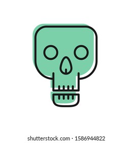 Black line Skull icon isolated on white background. Happy Halloween party.  Vector Illustration