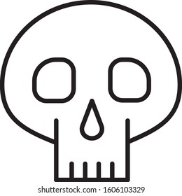Black line Skull icon isolated on white background.  Vector Illustration